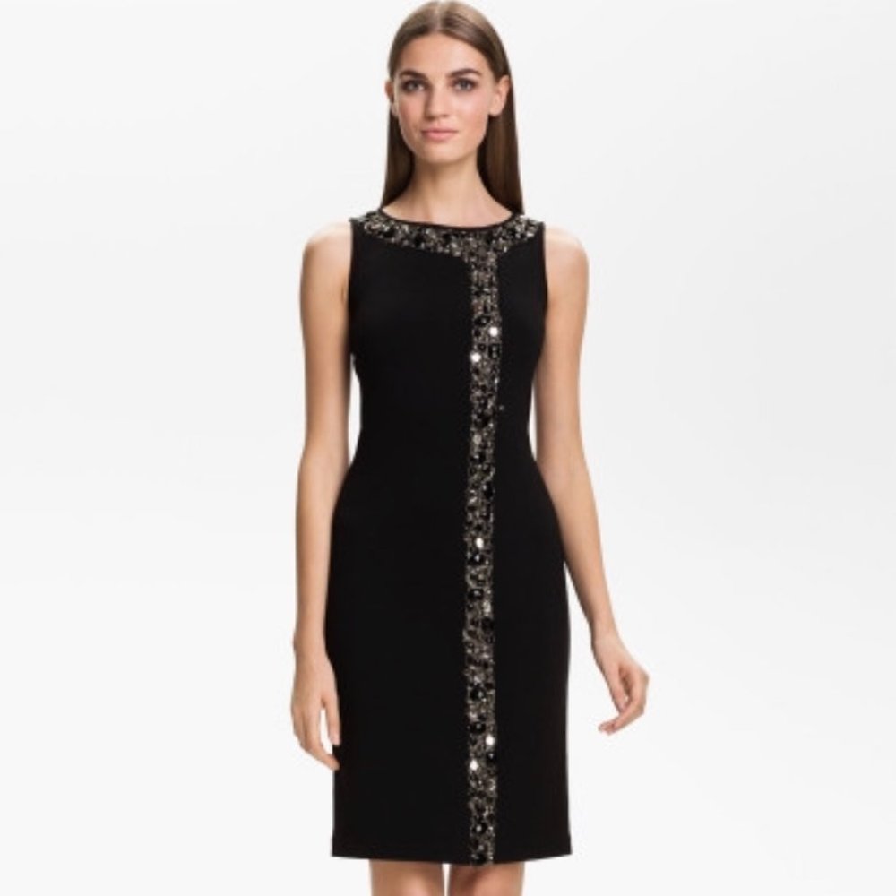 St. John Knit Black Evening Dress with Swarovski Crystals Embellishment